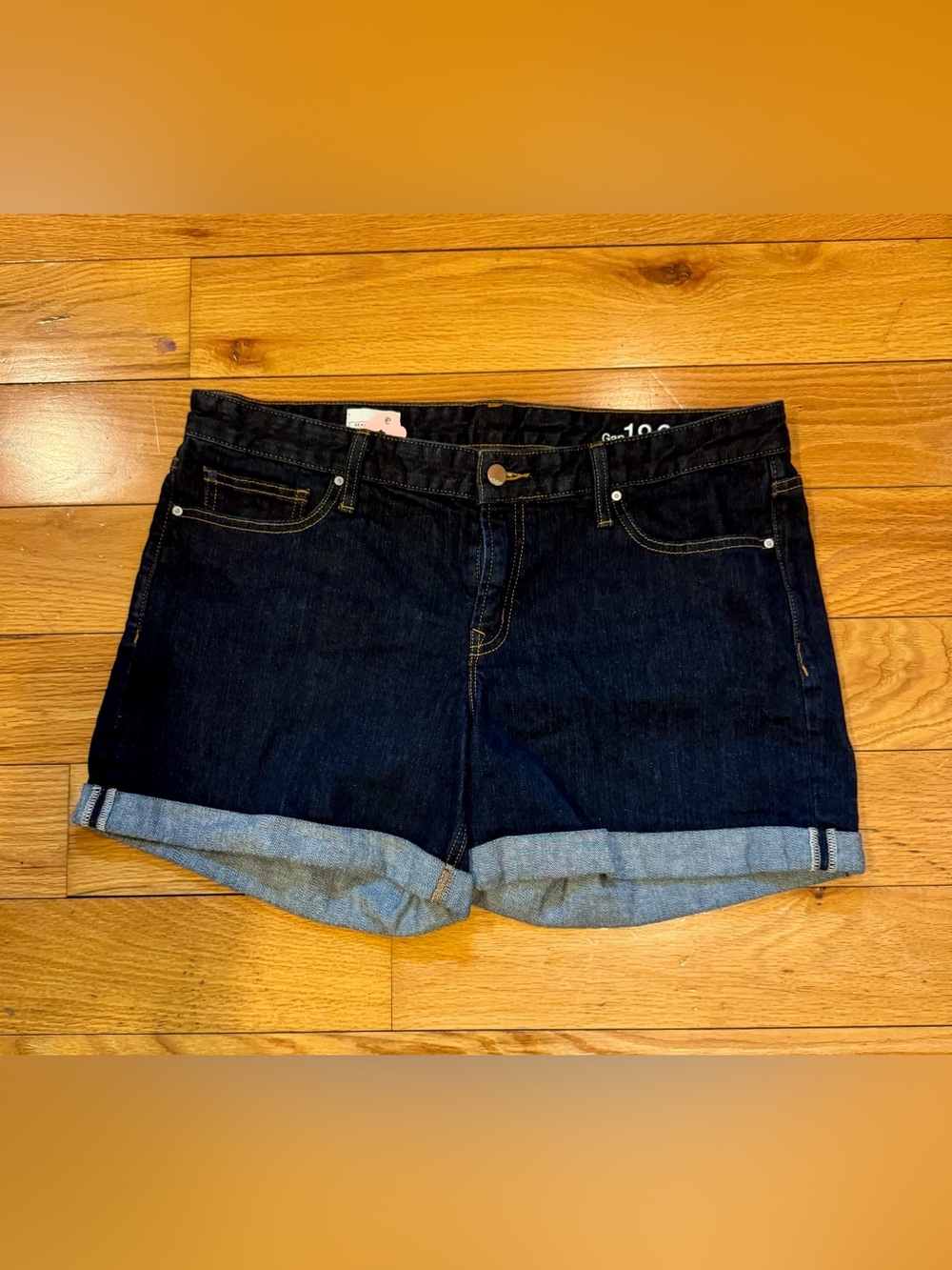 GAP 1969 Real Straight Dark Blue Cuffed Denim Shorts
